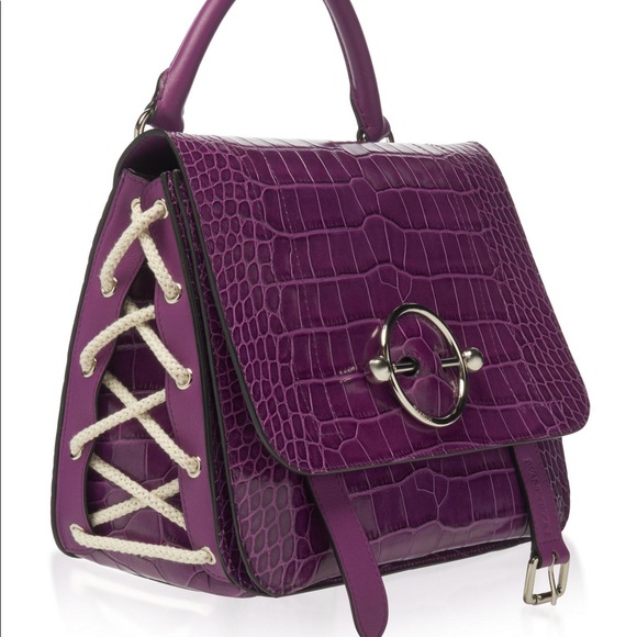 J.W. ANDERSON PURPLE LARGE DISC SATCHEL - Croc - Picture 3 of 16